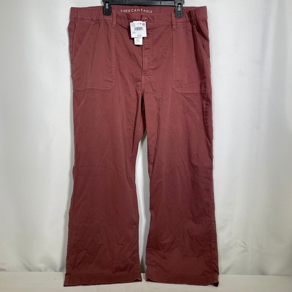 American Eagle Outfitters Pants - American Eagle Utility Brick Red Stretch High Rise Wide Leg Pants Womens XXL NWT
